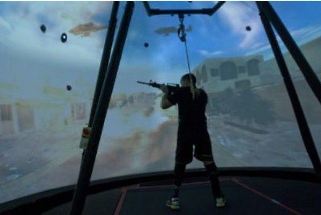 Soldier practices balance techniques