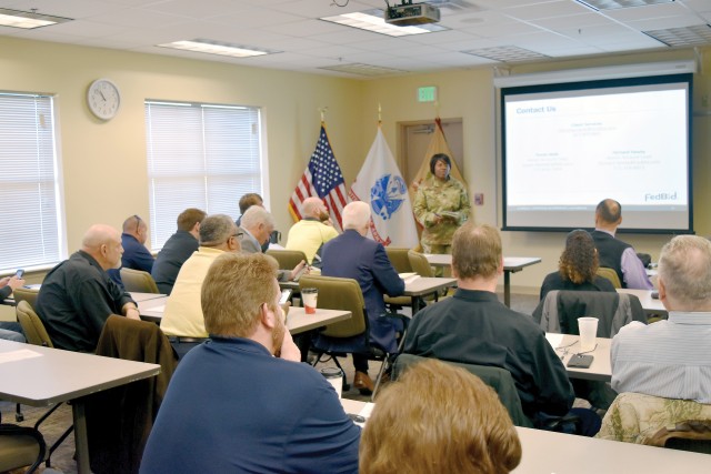 Small businesses laerned how to marketing to the Army and land contracts at a Acquisition Open House forum Nov. 15 at Fort Riley.