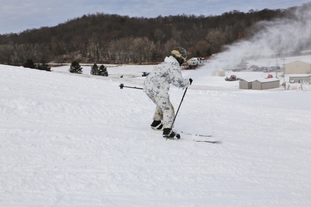 Cold-Weather Operations Course 18-01 students conduct skiing training at Fort McCoy