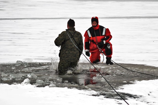 Fort McCoy Training: Marine takes plunge for cold-water immersion