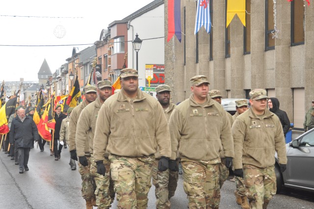 USAG Benelux Soldiers march in Bastogne parade