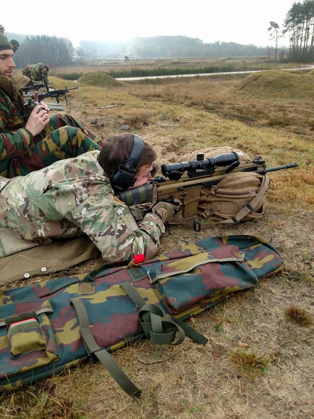 Brussels PMO Soldier fires at target during weapons training exercise