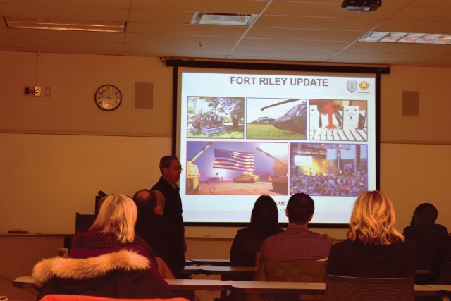 Leaders from businesses and organizations around Manhattan, Kansas, toured Fort Riley Jan. 12, to learn about the post, missions.