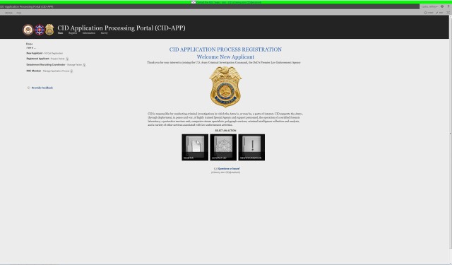US CID Special Agent Application Webpage