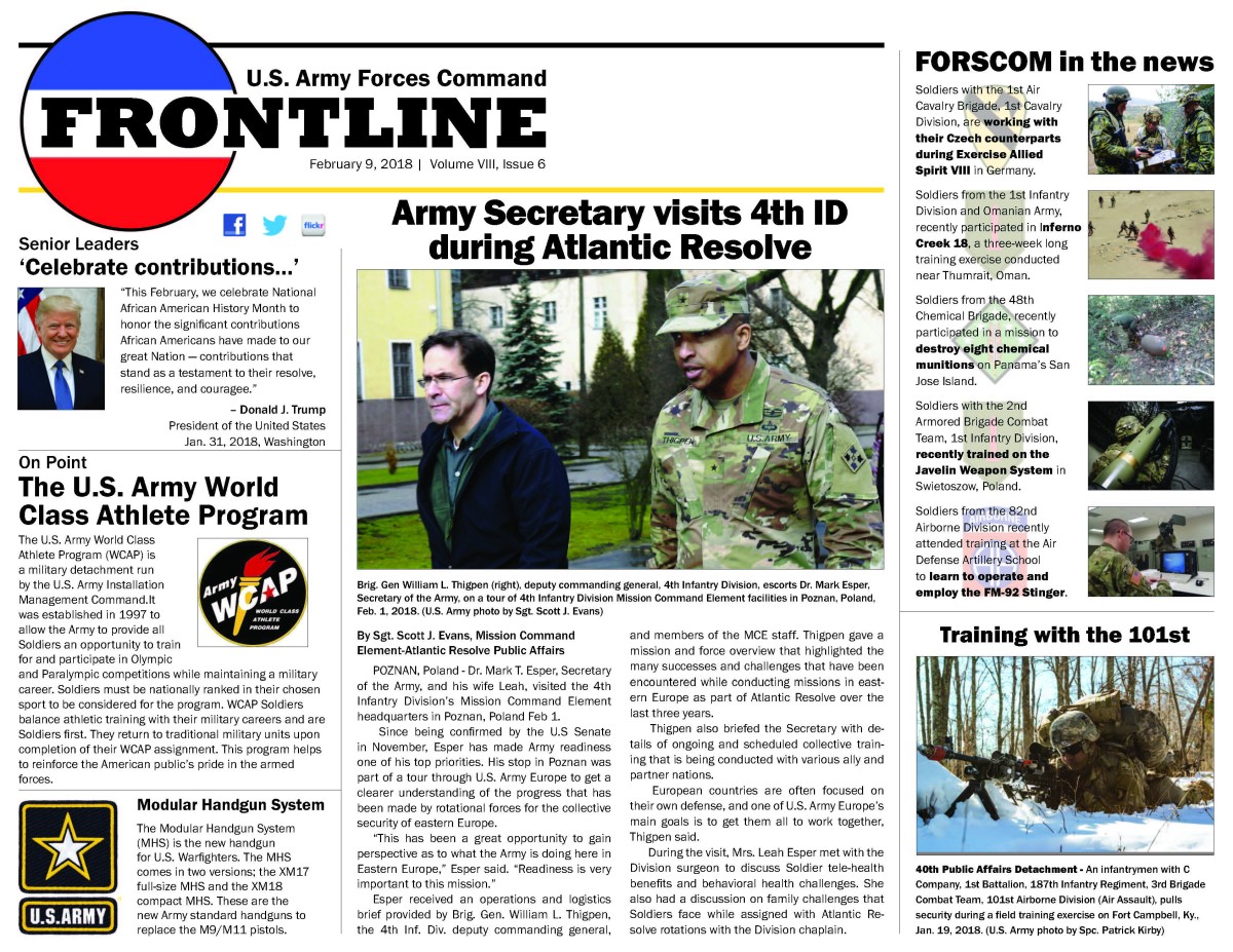 FORSCOM Frontline - Feb. 9, 2018 | Article | The United States Army