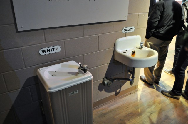 Water fountains symbolize 1960s civil rights movement