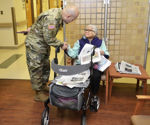 Troop Support service members visit veteran patients at VA Medical Center