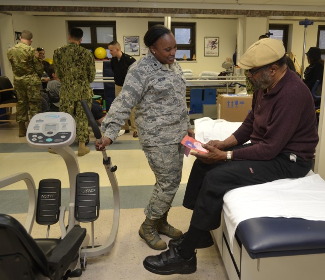 Troop Support service members visit veteran patients at VA Medical Center