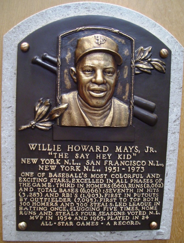 Willie Mays Hall of Fame Plaque