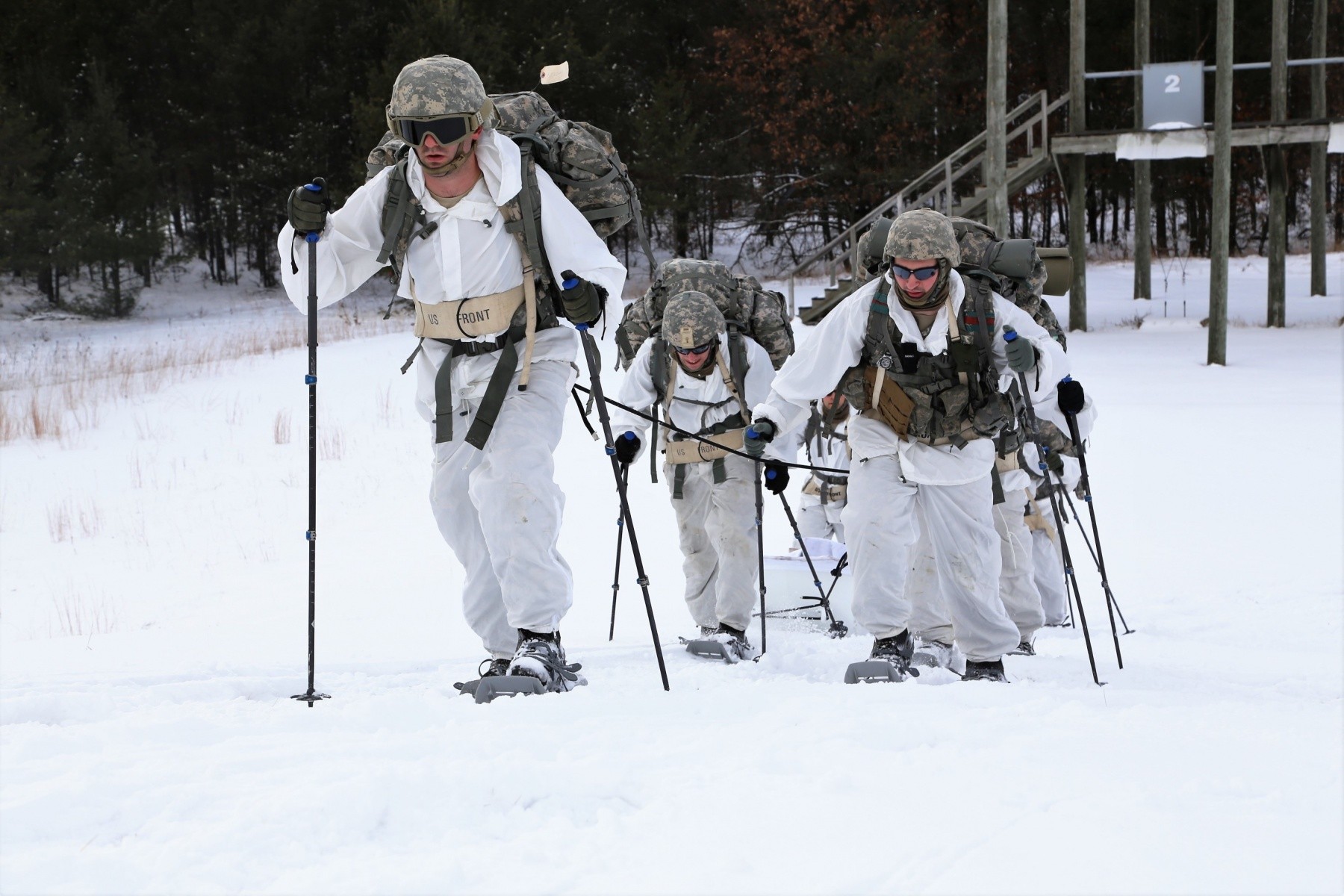 Cold-Weather Operations Course students train in snowshoeing, ahkio ...