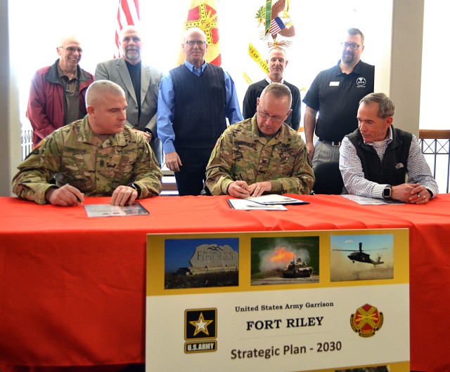 Fort Riley garrison leadership signed the Garrison Strategic Plan March 9.