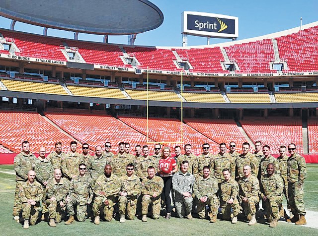 Players from the Kansas City Chiefs joined with Soldiers from the 1st Infantry Division to talk organizational dynamics.