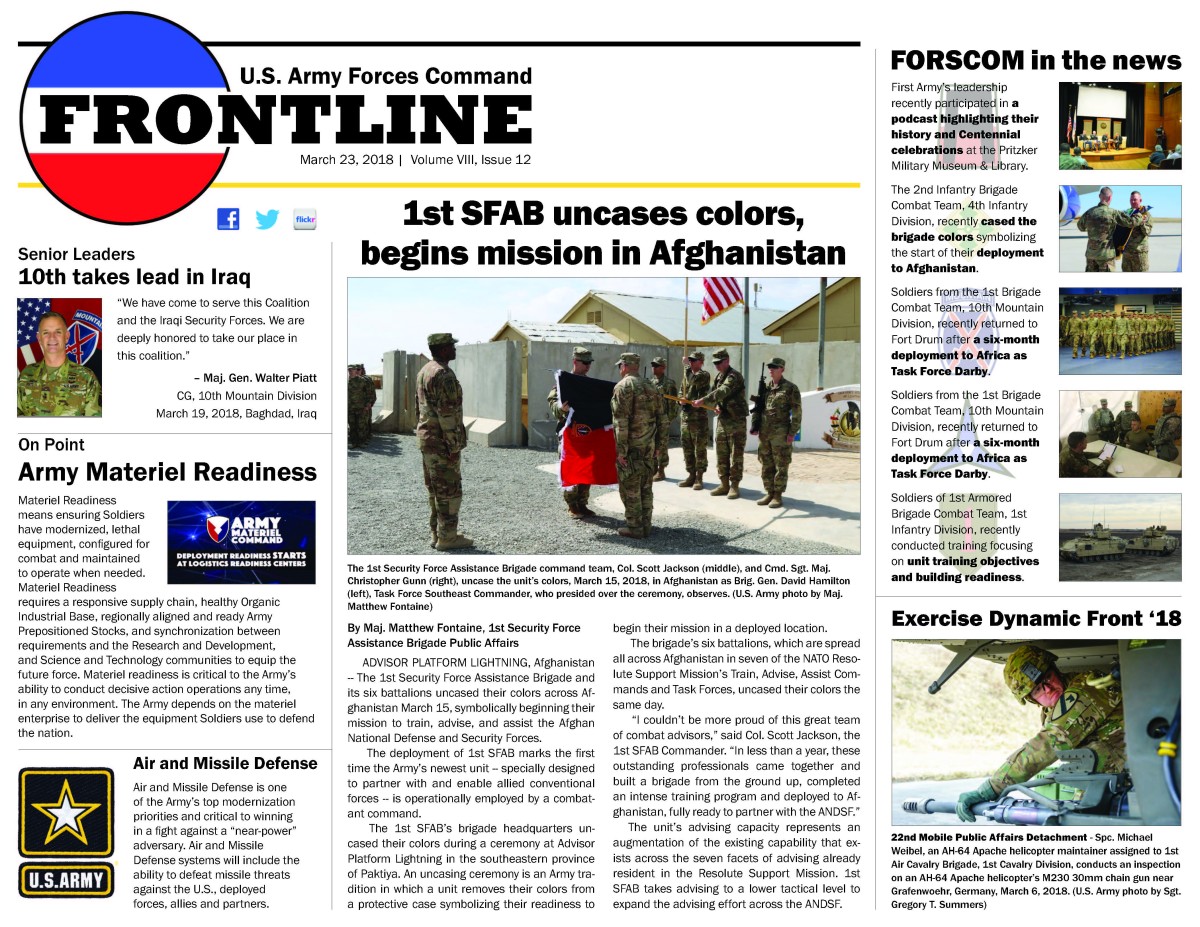 FORSCOM Frontline - March 23, 2018 | Article | The United States Army