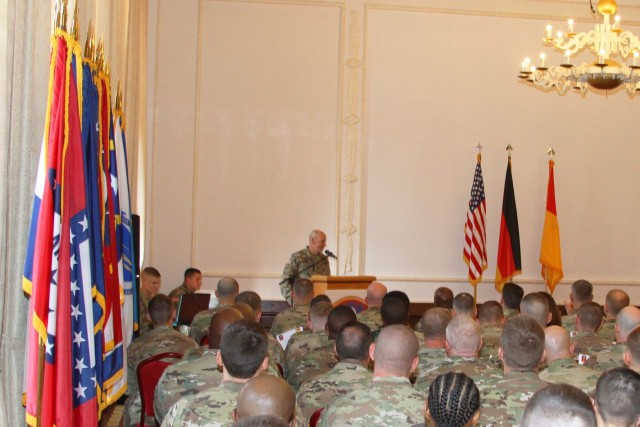 678th Air Defense Artillery Brigade uncases colors in Ansbach Germany