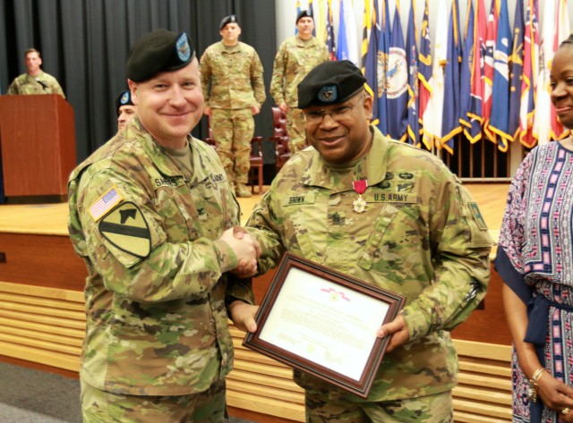 "Thunder" Battalion Changes Responsibility, Farewells Command Sgt. Maj. Brown