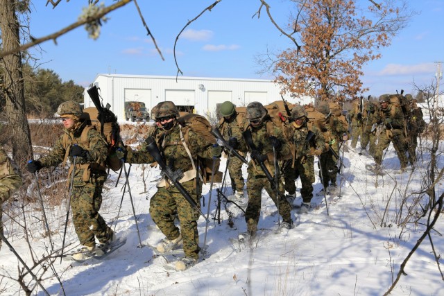 Cold-Weather Operations Course students participate in snowshoe training at Fort McCoy