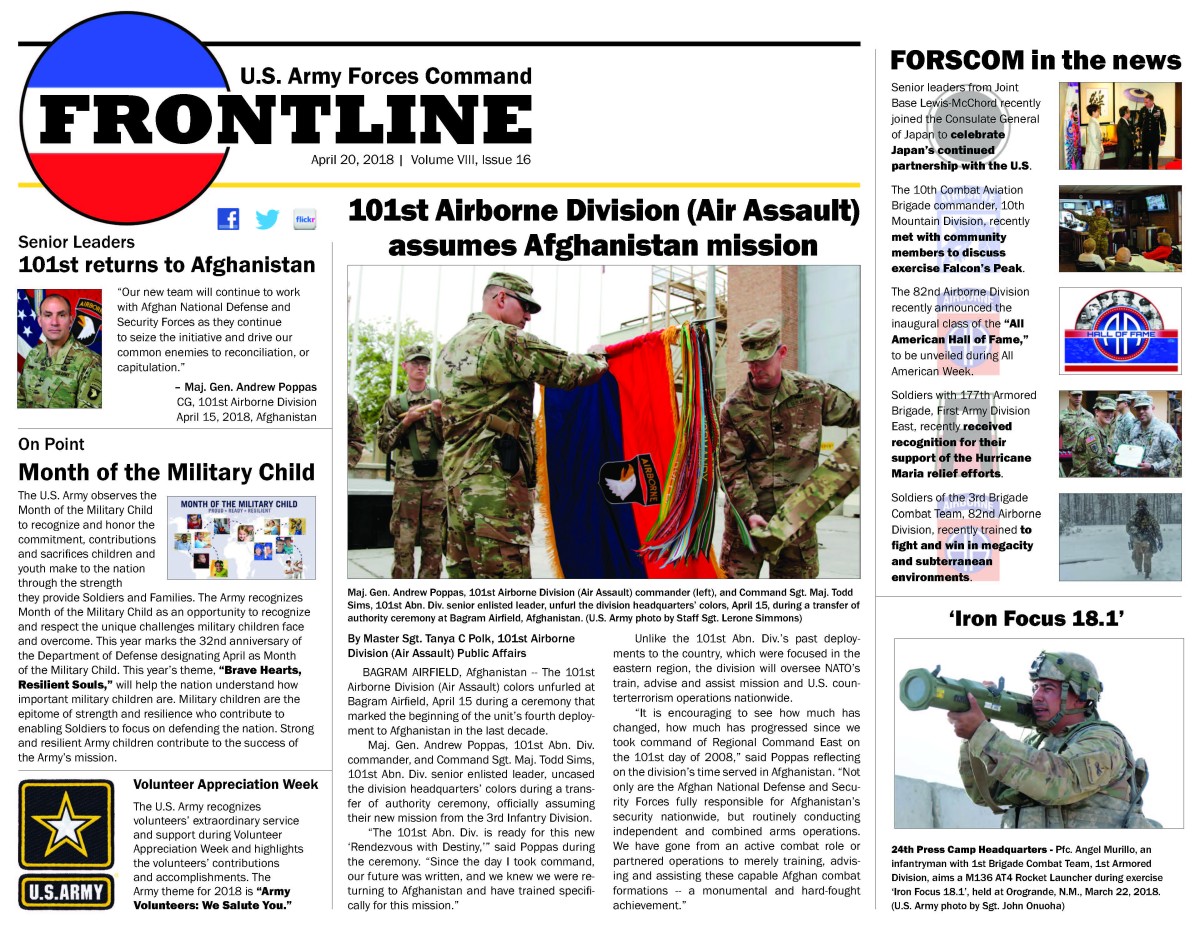 FORSCOM Frontline - April 20, 2018 | Article | The United States Army