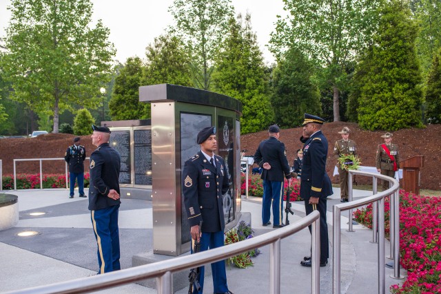 Wreath-laying during ANZAC Day observance