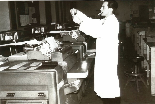 Working in the machine room (ca. 1960)