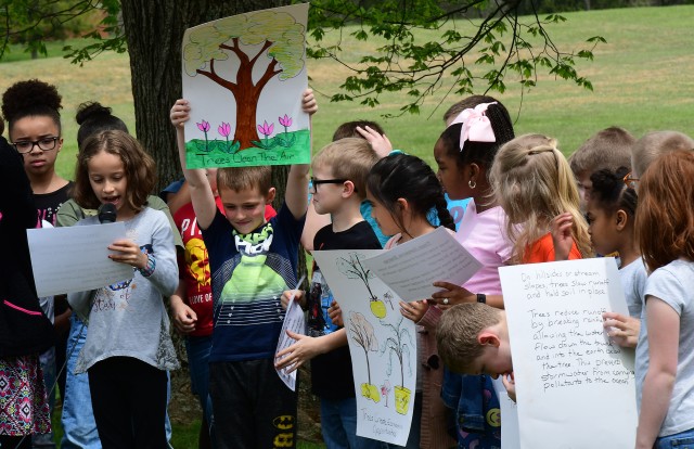 Van Voorhis elementary students plant tree for Earth Day