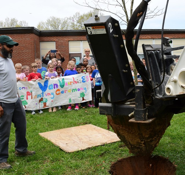 Van Voorhis elementary students plant tree for Earth Day