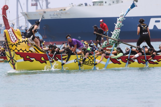 "Army Ladies" team approach finish line.