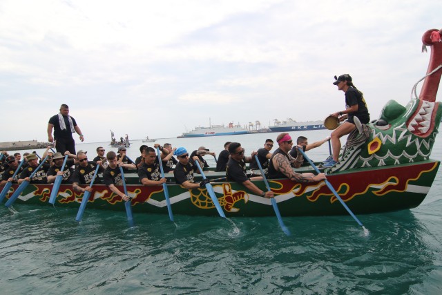 "Army Black Knights" team prepares to race.