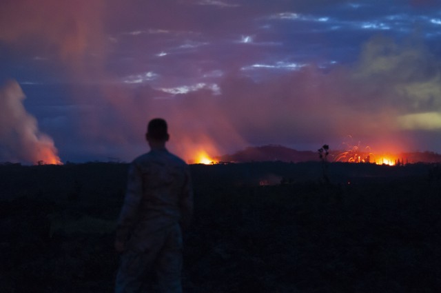 Guard helping with evacuations as volcano erupts
