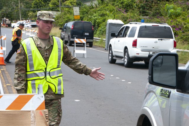 Guard helping with evacuations as volcano erupts