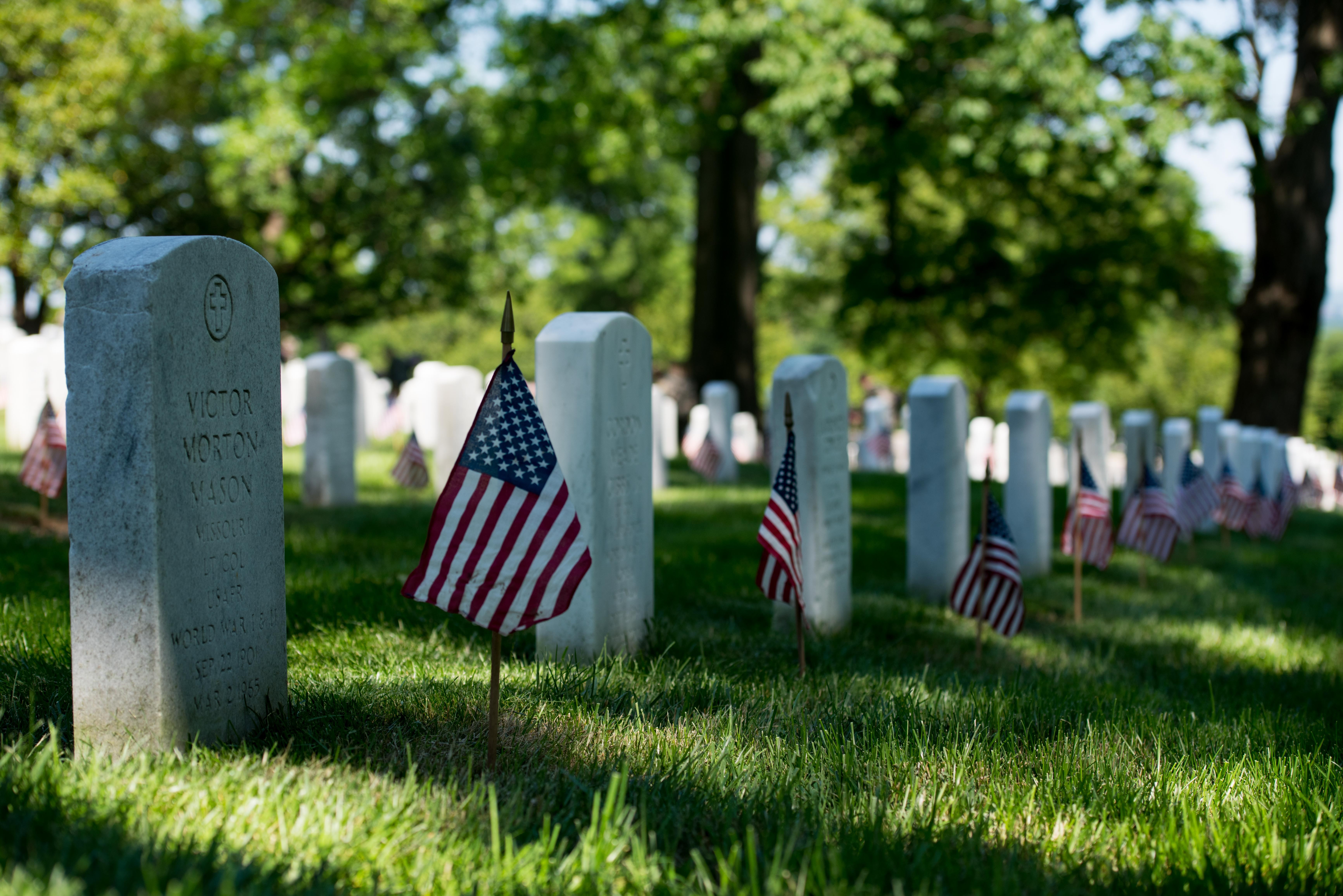 military cemetery flags