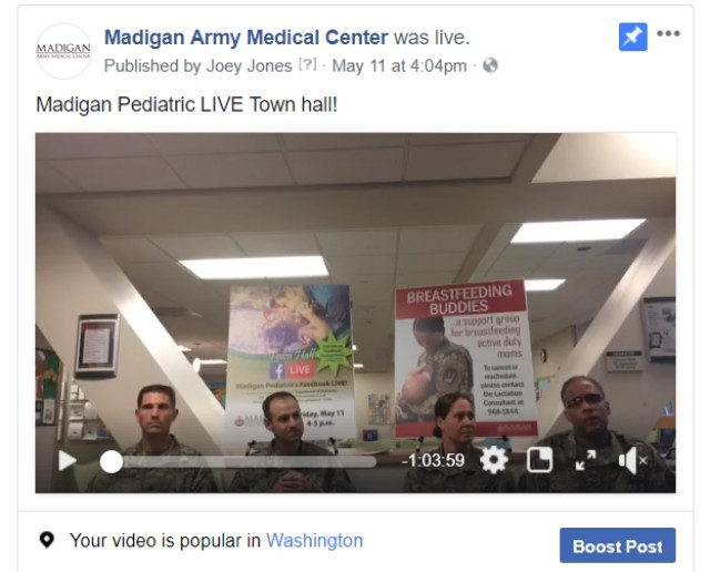 Madigan Pediatrics Facebook LIVE
