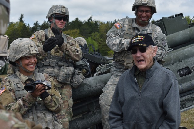 WWII vet visits 258th Field Artillery as they fire new howitzer for the first time