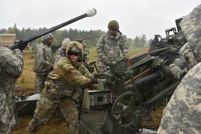 WWII vet visits 258th Field Artillery as they fire new howitzer for the first time