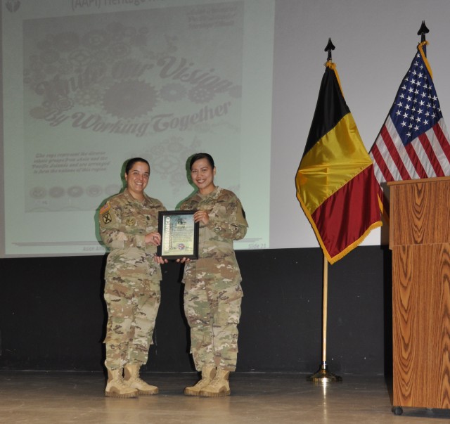 CSM Pitre and 1LT Godwin at AAPI Observance