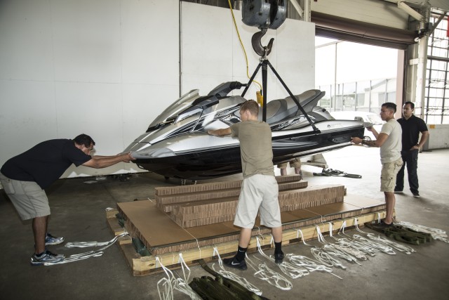 Waterborne airdrop testing complete on 2013 Yamaha FX SHO Advanced Rescue Craft