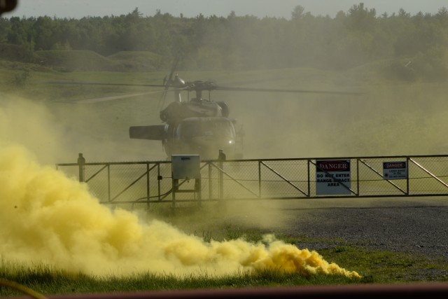 NY Army  National Guard helicopter company conducts machine gun training