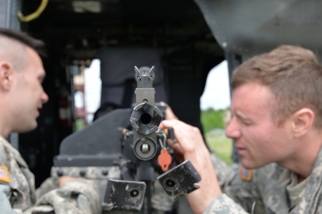 NY Army  National Guard helicopter company conducts machine gun training