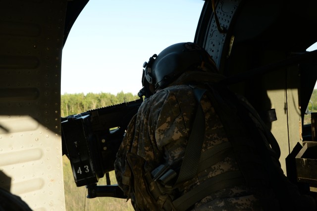NY Army  National Guard helicopter company conducts machine gun training