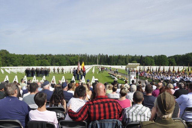 Benelux service members stand in formation during Memorial Day event