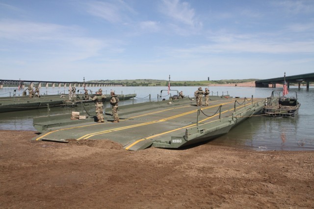 South Dakota engineers cross the Missouri river in support of Golden Coyote
