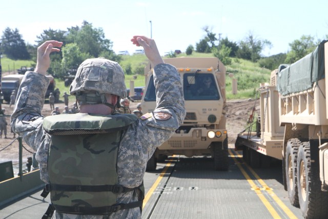 South Dakota engineers cross the Missouri river in support of Golden Coyote