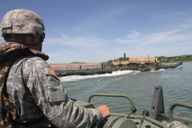 South Dakota engineers cross the Missouri river in support of Golden Coyote