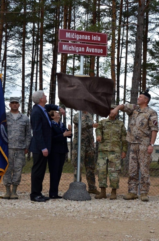 Michigan Governor attends street naming in Latvia, celebrates state partnership