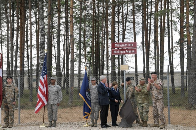 Michigan Governor attends street naming in Latvia, celebrates state partnership