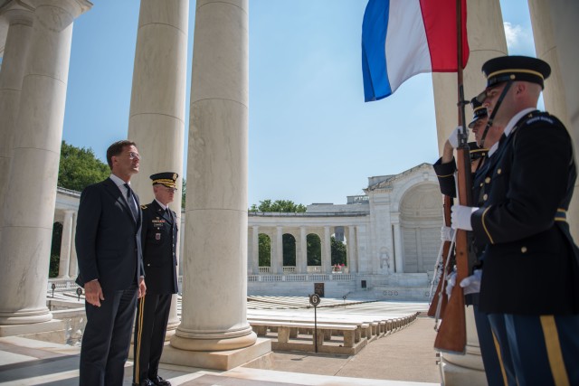 Netherlands Prime Minister lays wreath at Arlington National Cemetery