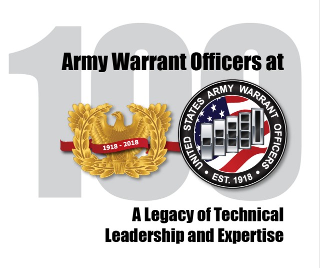 The U.S. Army Warrant Officer Corps celebrates its 100th Anniversary on July 09, 2018.The theme is: Army Warrant Officer at 100, A Legacy of Technical Leadership and Expertise.