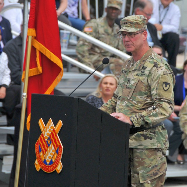 Maj. Gen. Mitchell speaks during the TACOM change of command ceremony