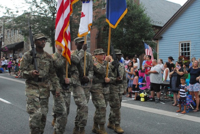 Honor Guard marches in parade