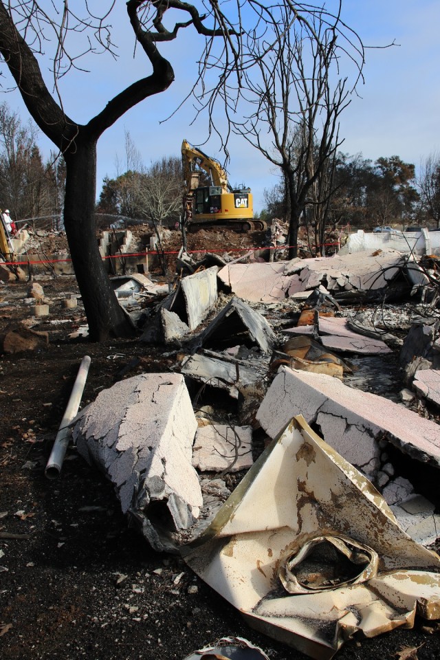 Post wildfire debris in Sonoma County, CA