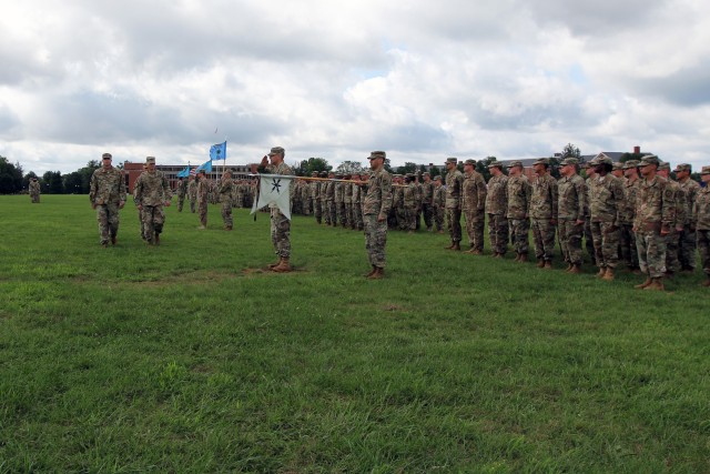 Col. Vile inspects the troops during the 781st MI Bn. Change of Command